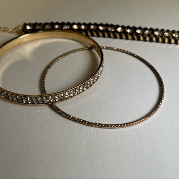 Three Gold Tone and Black Stacking Bracelet Set - Picture 5 of 6